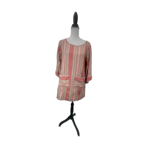 Anthropology  Stark X Small Pink Beige Stripe Cotton Tunic Top made in the USA b - Picture 10 of 16